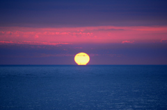 石狩湾に沈む夕日
