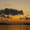 夕景、水面