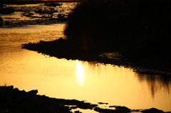 水面の夕暮れ