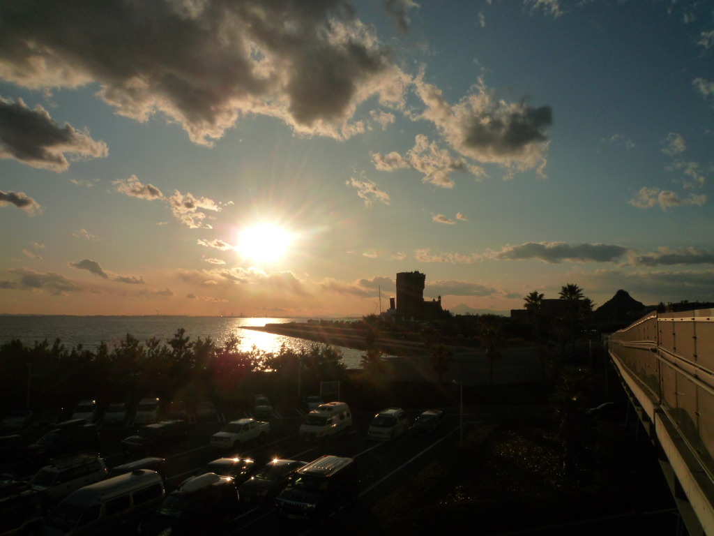 ディズニーシーからの夕焼け