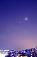 月齢４の月と、木星、