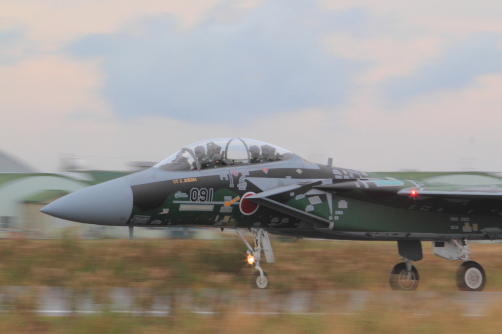 F-15　アグレッサー　着陸　流し撮り