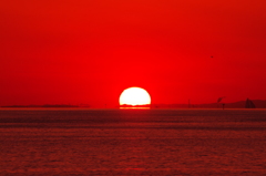 東京湾の夕陽