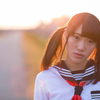 少女と夕日