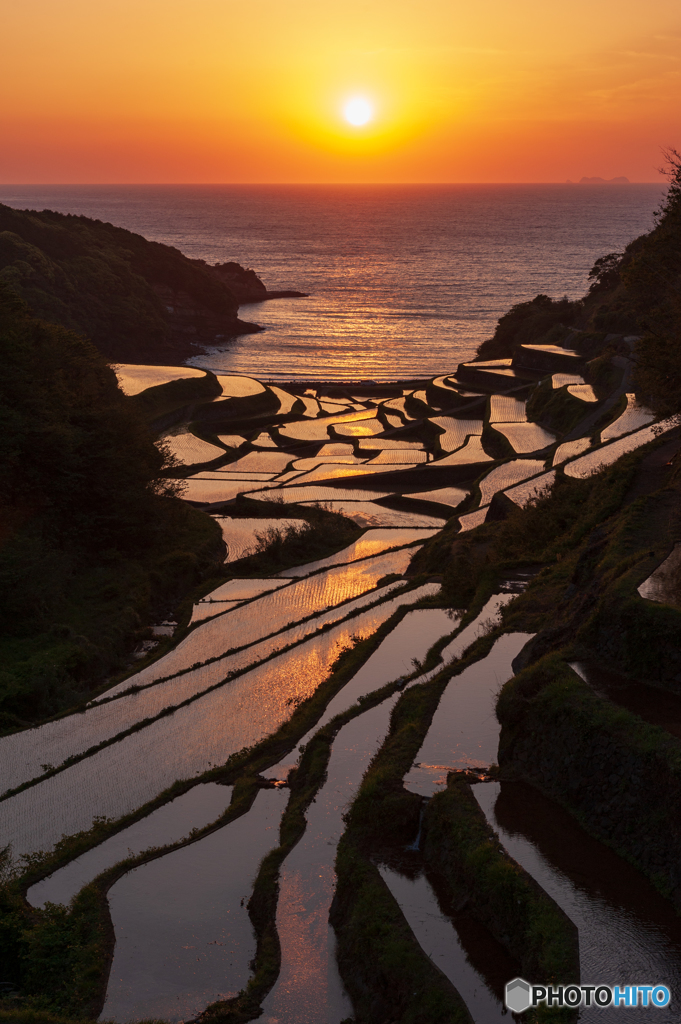 棚田の夕陽2018