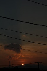 窓からの夕日