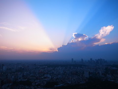 東京シティビューからの3色の夕陽