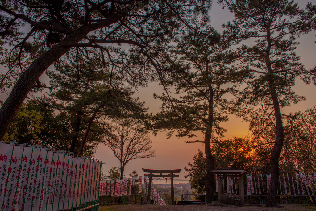 樽水本宮神社の夕景