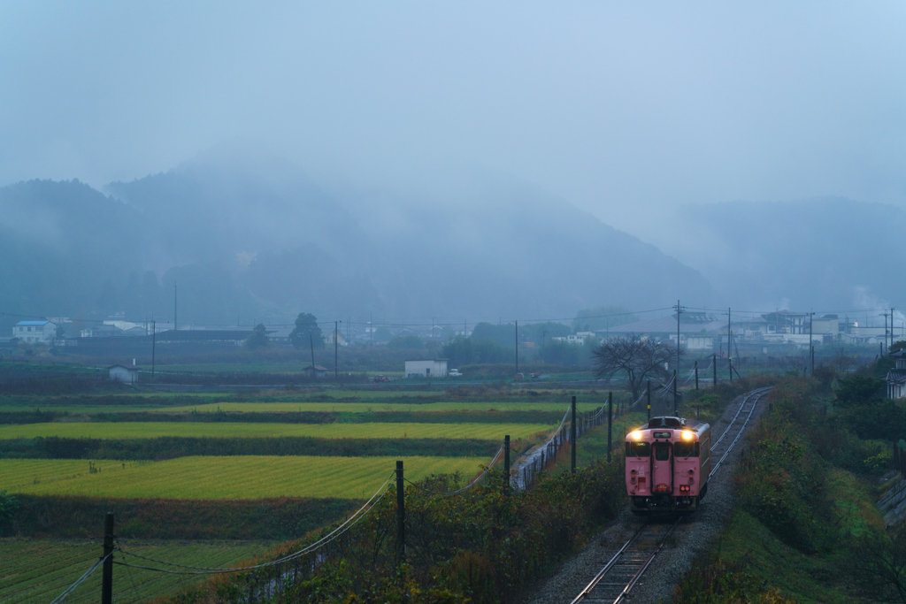 朝霧の但馬路