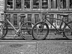 古壁の前に自転車