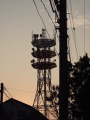 夕日を背に