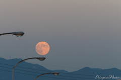 早い時間の満月は大きく見える。