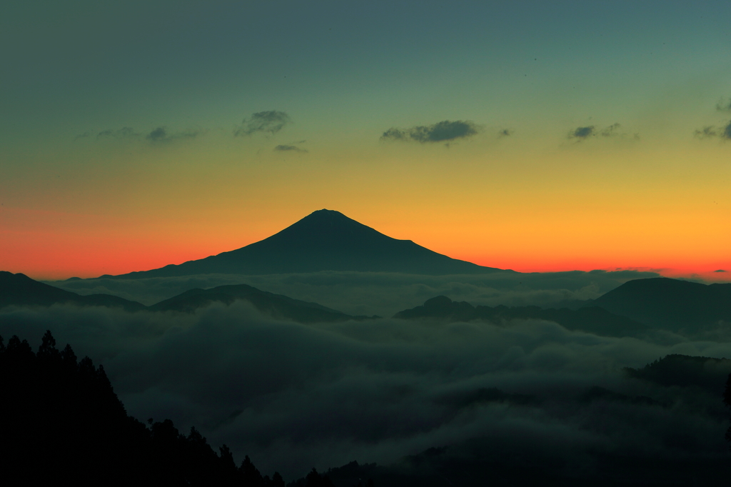 黎明の雲上富士