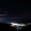 冨士と夜景と昇るオリオン