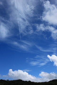 夏空と飛行機雲
