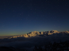 西穂から観る笠ヶ岳の夜景