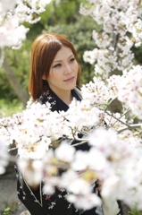 桜に囲まれて