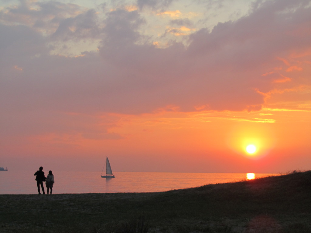 初冬の夕日