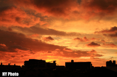 台風前の夕日