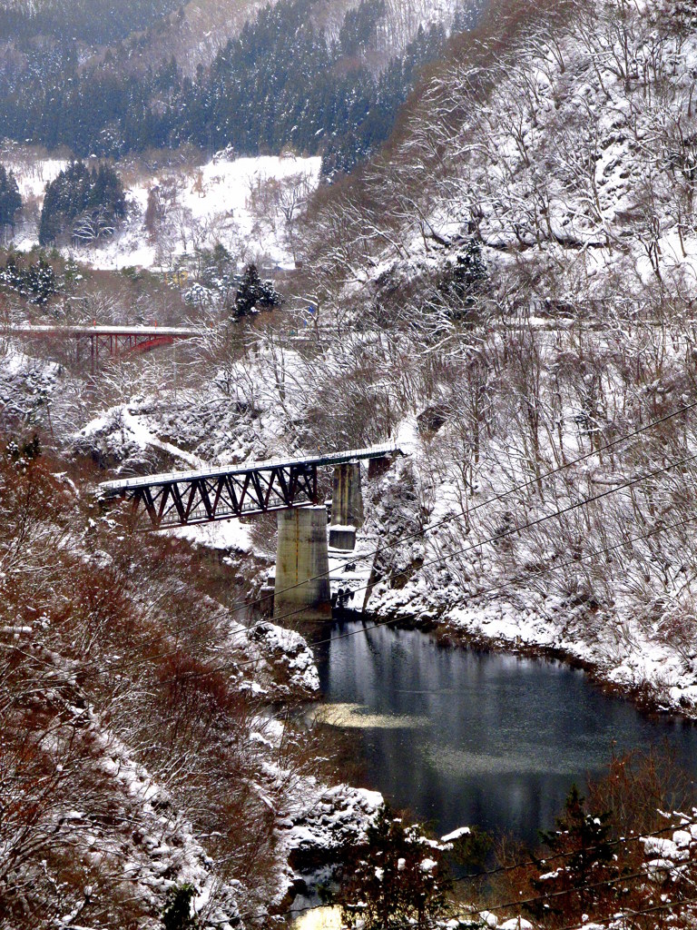 冬の大川（阿賀川）