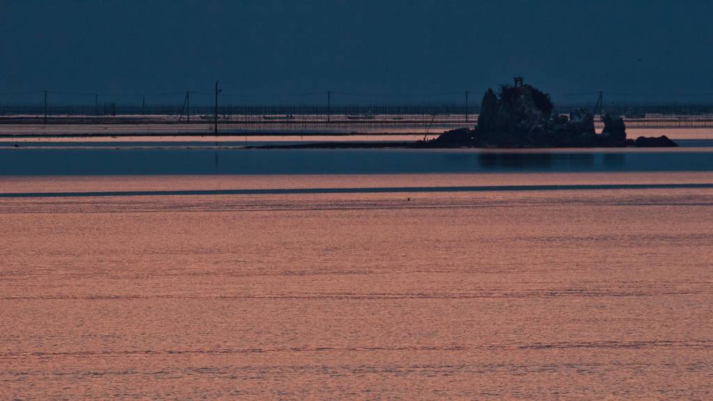 夕照　七変化する有明海