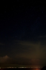 西の星野　雲仙普賢岳と天の川