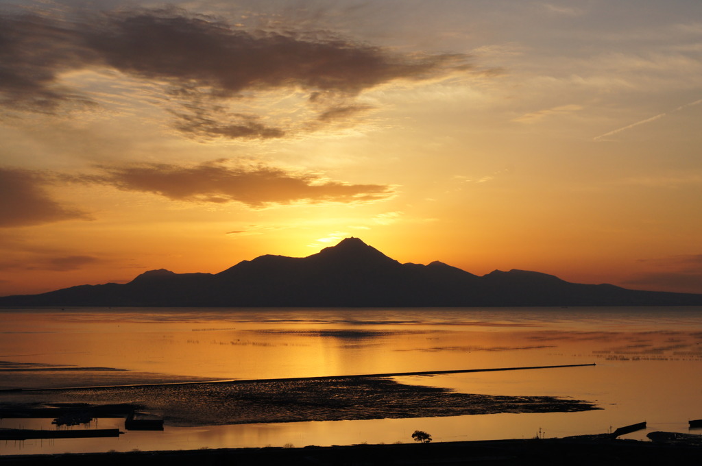 雲仙普賢岳の夕景