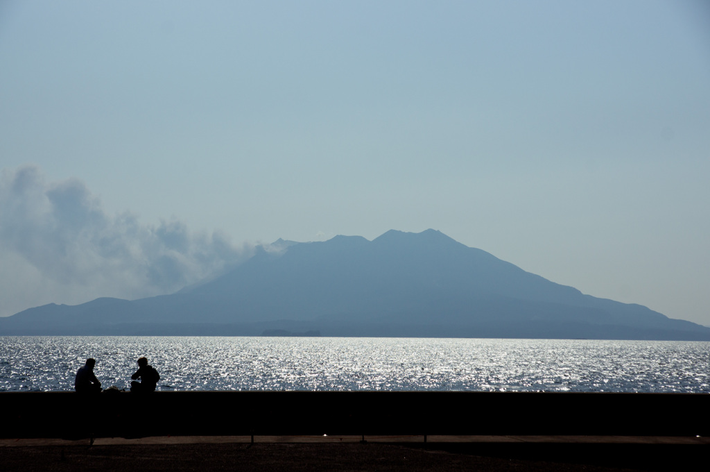 花（桜島）見て　一杯