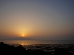 普賢岳とゼブラ夕景