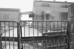 冬の光と海辺の工場