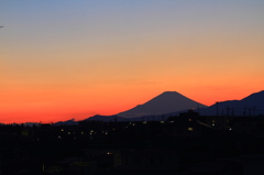 夕焼けと富士山