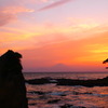 立石の夕日