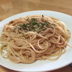 昼食　ジャコ梅パスタ