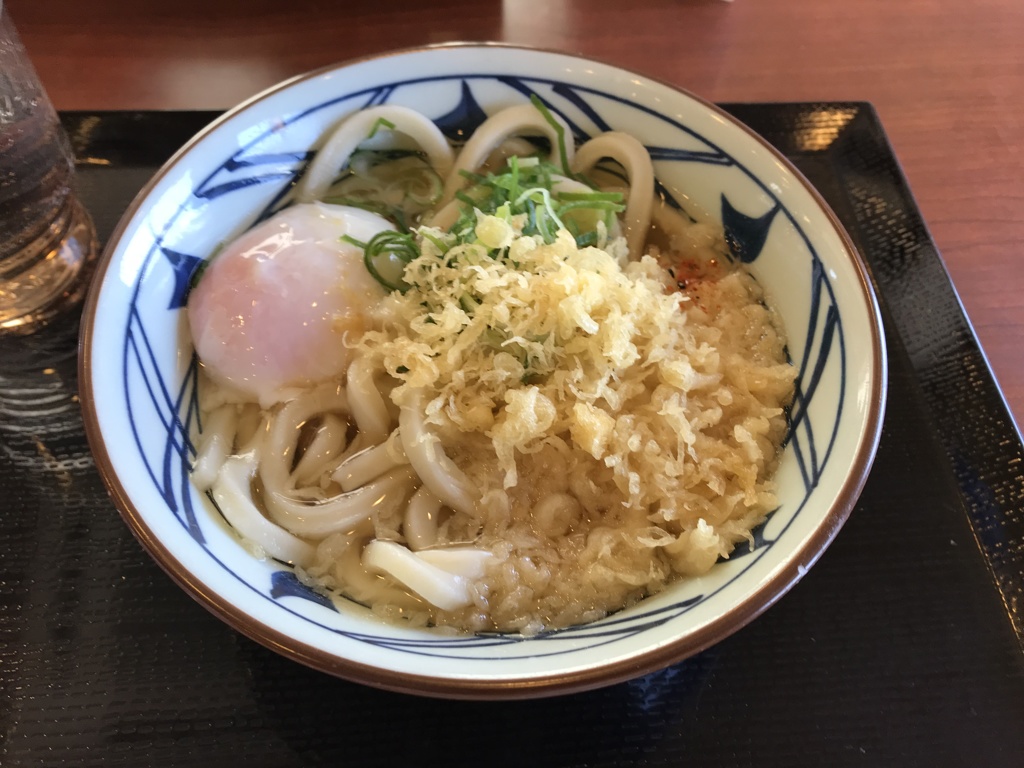 昼食　温玉入りかけうどん