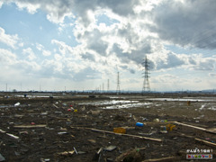 震災後、岡田にて