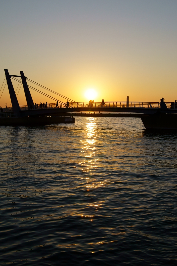 橋の上の夕日