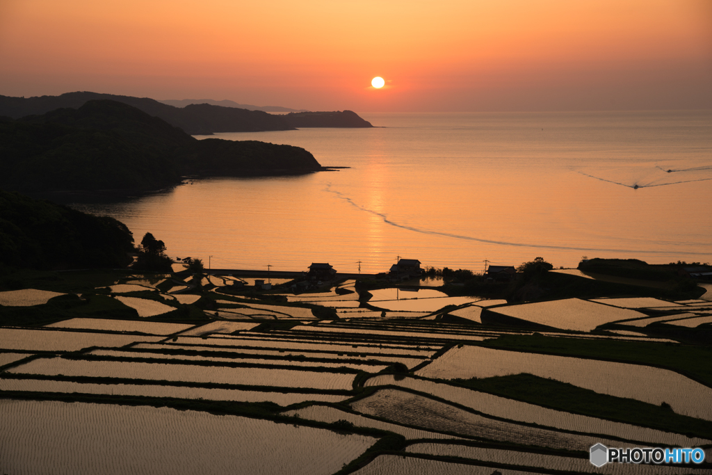 棚田夕景３