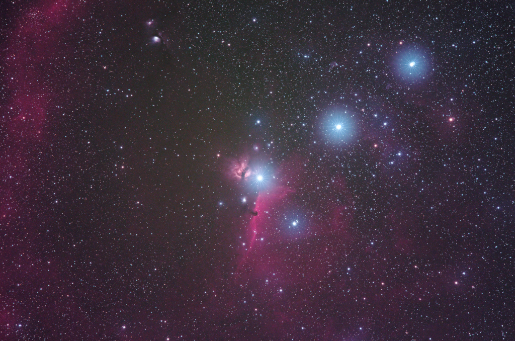 オリオン座、三つ星付近