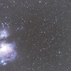 オリオン大星雲と西に広がる淡い散光星雲