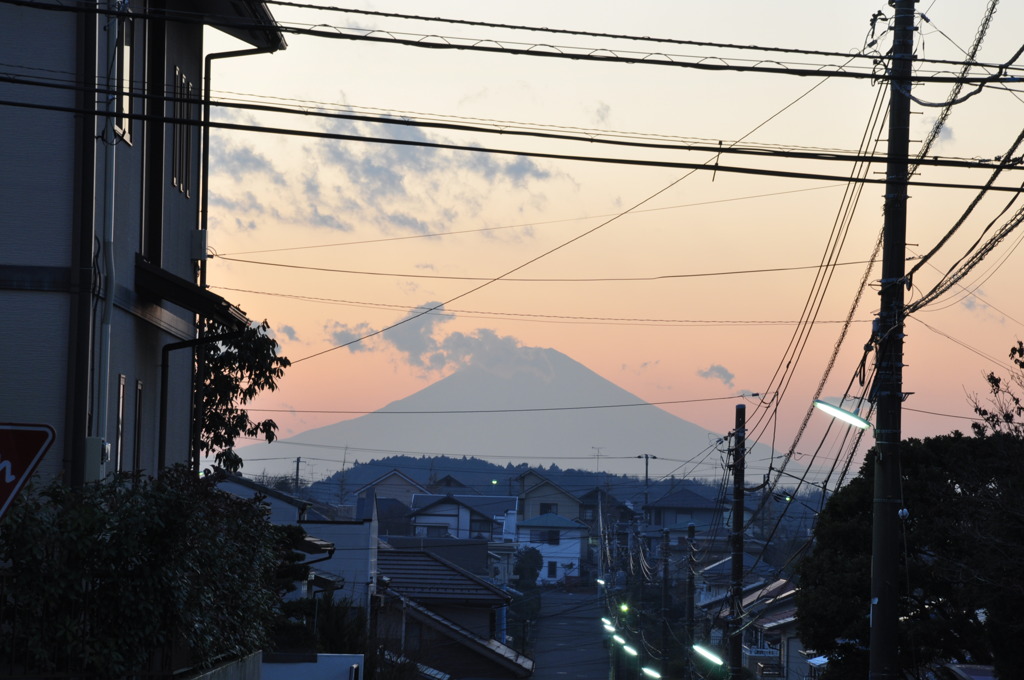 日没の富士山