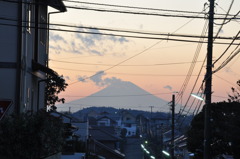 日没の富士山