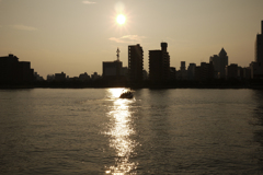 信濃川の夕日