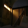 snow covered stairs