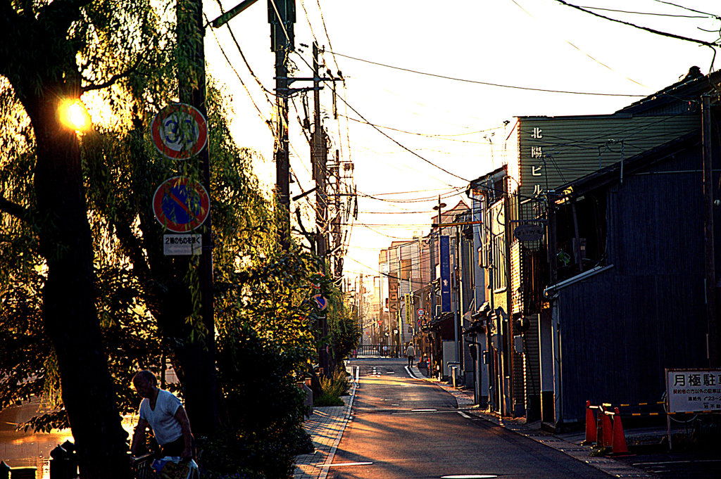 松江百景　早朝のゴミ出し