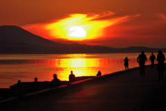 松江百景　燃える夕陽　宍道湖