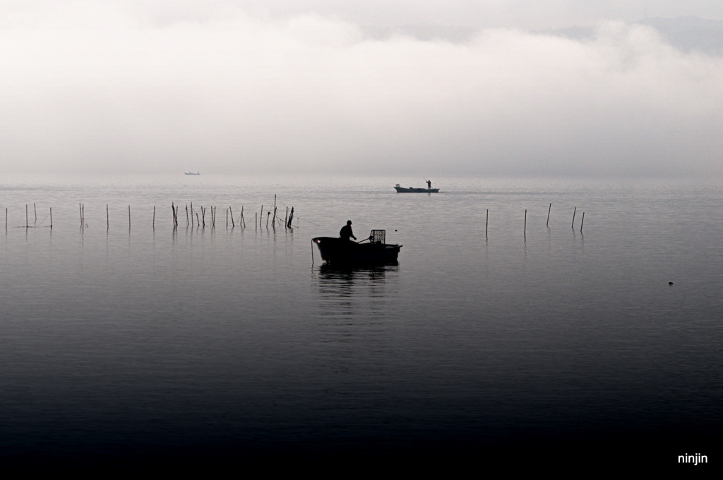 松江百景　霧の朝　宍道湖　３
