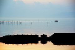 松江百景　漁を終えて　宍道湖
