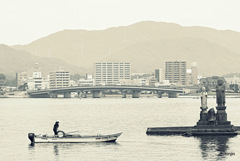 松江百景　朝の漁　宍道湖