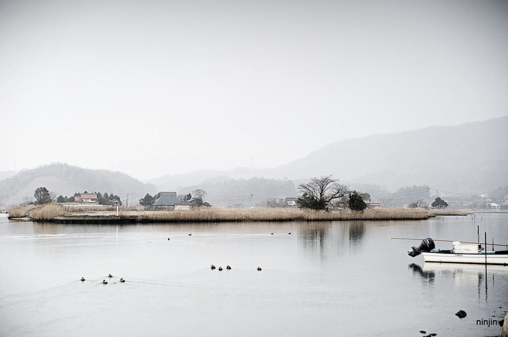 松江百景　漁を終えて　大橋川　4