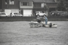 松江百景　雨中のシジミ漁　２